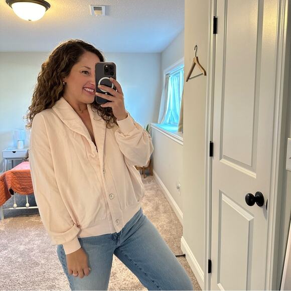 Xirena Light Pink Shawl Cotton Soft Cardigan Sweater Sweatshirt Small - Picture 2 of 14